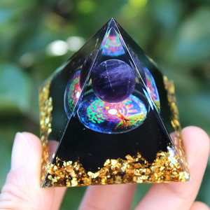 <b>Crystal</b> Pyramid Resin Epoxy Craft 5 Cm Purple Ball Life <b>Tree</b> Home Decoration Desktop Ornament - Product Image 4