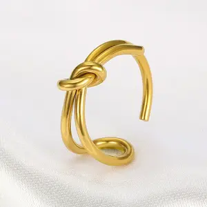 ins academic trend elegant jewelry personality knot opening girl stainless steel ring