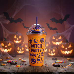 Vaso de Plástico con Diseño de Paisaje en Miniatura, Vaso de Navidad con Doble Pajita, Reutilizable, Ecológico, Taza Creativa con Purpurina para Fiestas de Verano, Regalo - Product Image 4