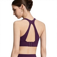 452 Soutien-gorge de sport respirant haute performance pour femme, dos ajouré, bonnets fixes, pour yoga, course et entraînement, avec logo frontal