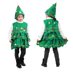 MS New Cute Dress Performance <b>Dance</b> <b>Christmas</b> Tree <b>Costume</b> Children's <b>Girl</b> Short Skirt with Hat - Product Image 4