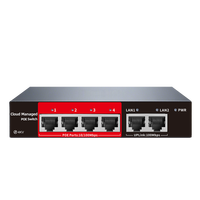 Switch PoE de 4 Puertos Huoyi Cloud Managed de 10/100 Mbps con 2 Puertos de Enlace Ascendente de 100 Mbps para Cámaras Hikvision Dahua