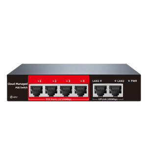 火蚁云管理交换机 10/100Mbps 4口PoE交换机，带2个100Mbps上行链路，适用于海康威视大华摄像机 - Product Image 1