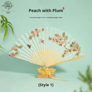พัดไม้ไผ่พับได้พิมพ์โลโก้ตามสั่ง พัดกระดาษสีขาวสำหรับงานแต่งงาน - Product Image 5