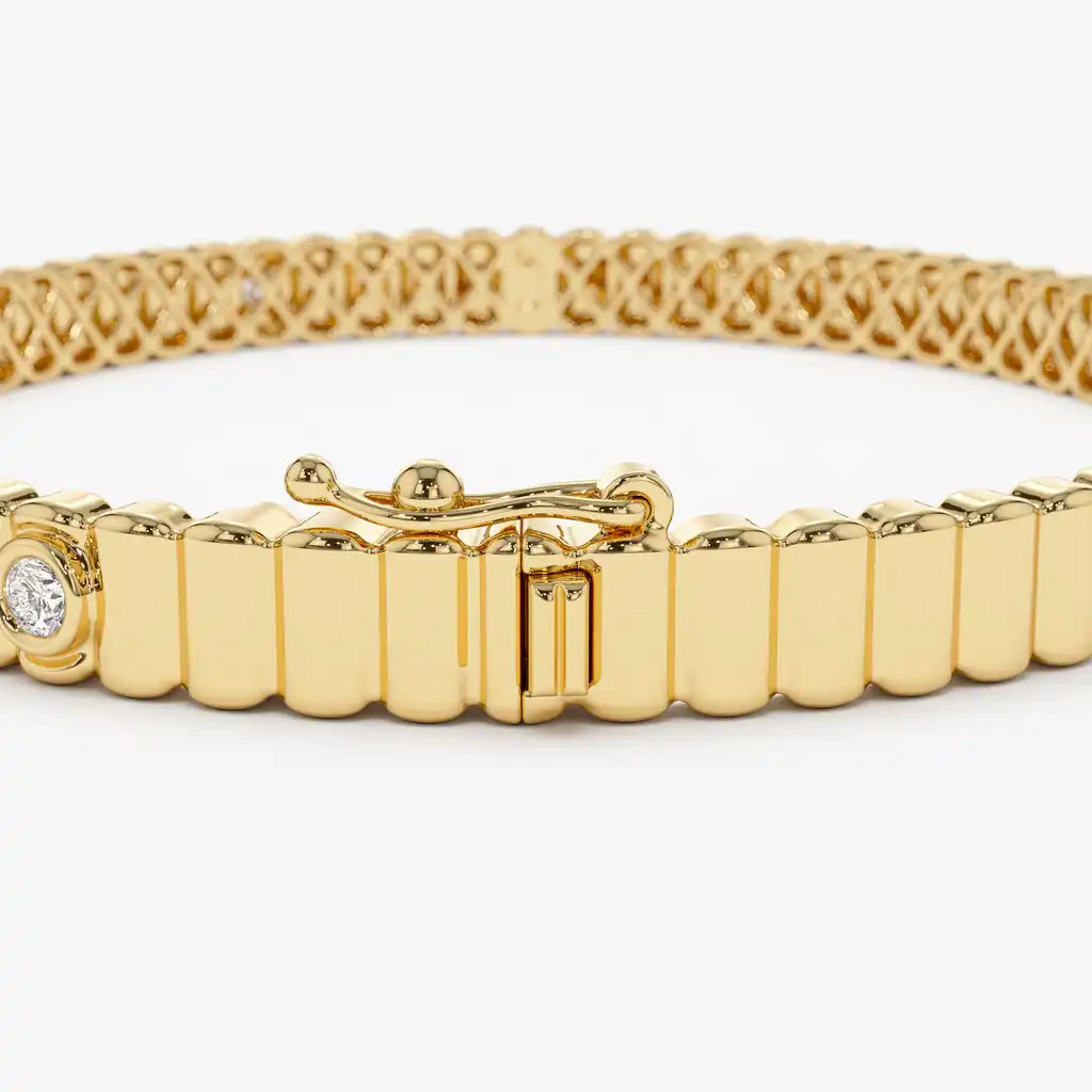Vlove Kim Cương Vòng Đeo Tay Bán Buôn Rắn Jewelri Vàng 14K & 18K Vàng Gân Kim Cương Bangle Vòng Đeo Tay