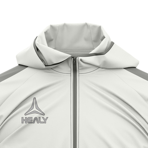 Sudadera con Capucha para Hombre, Personalizada, Clásica, Color Blanco y Gris, Bloques de Color, Impermeable, Cortavientos, con Bolsillos con Cremallera, Manga Larga, para Entrenamiento en Equipo - Product Image 3