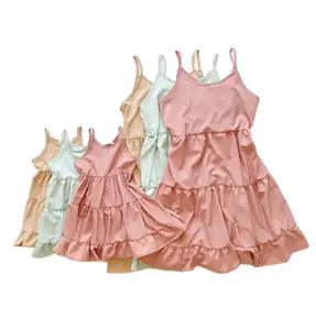 Aangepaste Zomer Mama En Ik Baby Meisjes Bijpassende Outfits Moeder Dochter Bijpassende Singlet Jurk