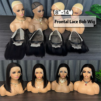 Wig Rambut Asli Pixie Cut Pendek Lurus Murah Model Bob 13x4 Lace Front dengan Hairline Pre Plucked untuk Wanita Kulit Hitam