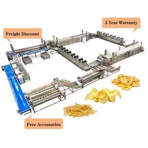 Factory Price Industrial Fully Automatic Fryed Potato Flakes Chips Making Machine Frozen French Fries Production Line For Sale