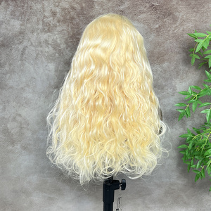 Perruque en cheveux humains ondulés 13x6 HD Lace Front, blonde 613, fabriquée à la machine, 20 pouces, vente en gros - Product Image 3