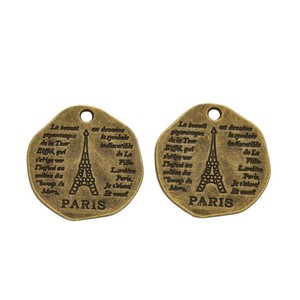 Moneda Redonda Martillada con Diseño de la <span class=keywords><strong>Torre</strong></span> <span class=keywords><strong>Eiffel</strong></span> de París y Escritura Francesa, de Aleación Plateada Antigua, para Adornos de Diario de Viaje - Product Image 3