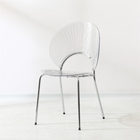 Vente en gros de chaise de salle à manger moderne et élégante en plastique avec siège en métal chaise de salle à manger nordique en acrylique transparent pour restaurant café thé boutique