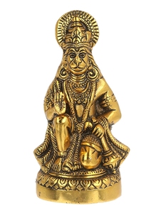 Statue artisanale en laiton de Hanuman, figurine traditionnelle indienne, décoration d'intérieur pour table, ornement de salon - Product Image 4