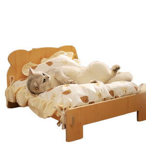 Cuccia per cani e gatti eco-friendly in cotone 100% rimovibile lavabile in legno massello quattro stagioni letto per animali domestici - Product Image 1