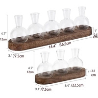 Vase à fleurs tendance, décoration créative pour la maison, vase en verre hydroponique pour table avec base en bois
