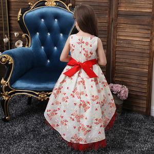 Children's Princess Dress O-Neck A-Line Tulle Flower Girl Dress <b>Red</b> With <b>Bow</b> For Shows And Performances 4-13 Years - Product Image 4