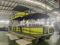 Bateau ponton à deux étages en alliage d'aluminium de luxe de 30ft moteur hors-bord personnalisé divertissement aquatique pêche tourisme loisirs