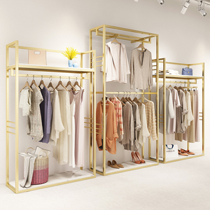 Özel paslanmaz çelik bez ekran standları kadın kıyafetleri ekran rafları Metal perakende butik altın kıyafet rafı - Product Image 2