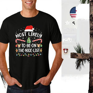 Camiseta Casual de Punto con Estampado de Gorro de Santa Claus para Hombre, Divertida, Navideña, de Manga Corta, Regalo Navideño - Product Image 3