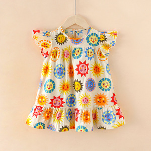 Nuovo Arrivo: Abito Primaverile in Puro Cotone a Linea A per Ragazze e Bambine, con Maniche in Pizzo e Stampa Cartoon, Vestito Casual per Bambini - Product Image 2