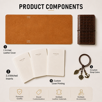 Couverture de carnet en cuir de vachette faite à la main avec gaufrage crocodile ou autruche, pochette pour carnet rechargeable, taille universelle pour A5 A6