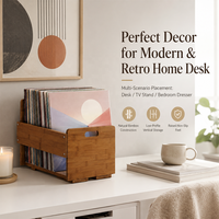 Support de disques vinyles en bambou carbonisé personnalisable, porte-revues, étagère de rangement de bureau, présentoir de vinyles pour les amateurs de musique