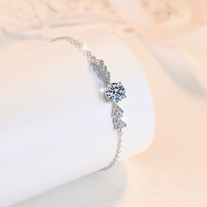 Prezzo all'ingrosso 1Ct VVS1 rotondo Moissanite S925 argento Sterling singola pietra bracciale <span class=keywords><strong>donna</strong></span> elegante catena braccialetto per le signore - Product Image 4