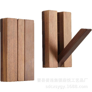 <b>Wooden</b> Wall <b>Hooks</b> Foldable Rectangle <b>Coat</b> And Cap Hangers Wall Mounted For Behind Doors On Walls - Product Image 3
