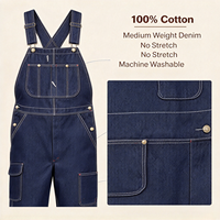 Salopette de travail en jean durable pour homme, en coton de poids moyen, idéale pour une tenue de chantier tout au long de la journée