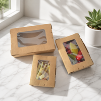 Lunchdoos van ecologisch verantwoorde, wegwerpbaar karton voor fastfood, salade, fruit en kip, met transparant PVC venster