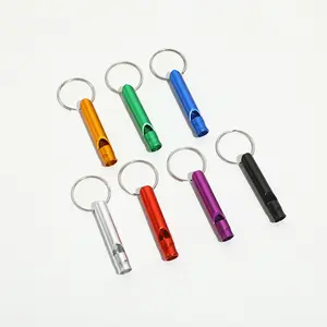 Colorful Metal Emergency Whistle Self Defense Logo Custom Keychain Whistles for Survival Safety