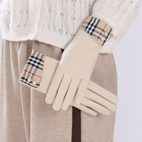 Gants classiques à carreaux britanniques, en daim et peluche, épais et chauds, pour l'hiver, pour écran tactile, à doigts séparés, coupe-vent, pour le cyclisme