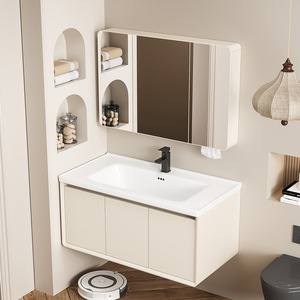 Nouvelle combinaison de meuble-lavabo intelligent pour salle de bain, lavabo en céramique intégré - Product Image 2