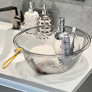 Transparent Thickened Laundry <b>Basin</b> <b>Round</b> Pet Material Wall Mounted Washbasin For Home Kitchen Use - Product Image 4