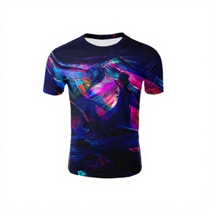 Camiseta de Manga Corta para Hombre, Corte Ajustado, Estampada, Tejida en Poliéster, Transpirable, Diseño Casual con Cuello Redondo - Product Image 1