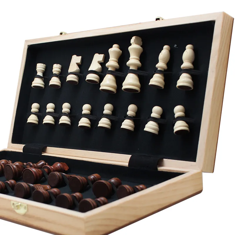 20 anni di fabbrica FSC hot giochi di scacchi in legno set di scacchi Pieghevole bordo