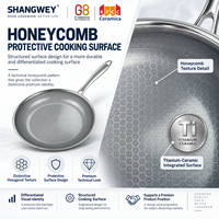 KFCC G8 Titanium Keramische Coating Honingraat Koekenpan PFAS Vrij PTFE Vrij Drielaags RVS OEM Kookgerei