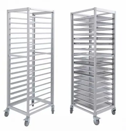Wholesales High Quality 201/304 Stainless Steel/ Aluminum Baking Tray Rack Trolley Gn Pan Trolley For Kitchen