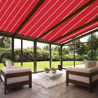 Auvent de terrasse moderne en alliage d'aluminium avec revêtement en poudre de polyester, télécommande, toit de véranda rétractable, balcon