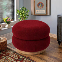 Chaise de loisirs moderne pouf en forme de champignon texturé rouge élégant pour salle à manger chambre bureau à domicile amélioration de la décoration du salon