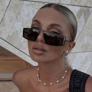 Gafas de Sol Rectangulares de Metal con Logotipo Personalizado, Moda 2025, para Hombre y Mujer, UV400, Montura Pequeña de Aleación Hueca, Estilo Ojo de Gato - Product Image 4