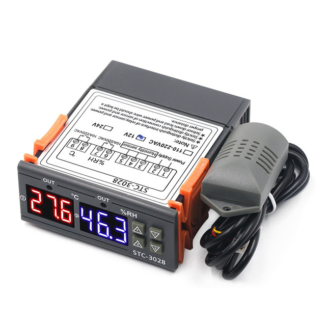 Stc-3028 Digital Temperature and Humidity Controller 12V/24V/110-220V Incubation Thermometer Humidity Meter Thermostat Stc-3028