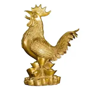 Ornamenti di gallo in rame puro stile cinese gallo dorato Yuanbao pollo casa soggiorno ornamenti artigianali