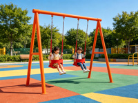 Ensemble de balançoires double robuste en acier galvanisé pour l'extérieur, idéal pour les enfants, les jardins, les parcs et les aires de jeux.
