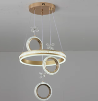 Lampe suspendue LED ronde à hauteur réglable, en fer, aluminium, abat-jour en gel de silice, télécommande à intensité variable, éclairage de salle à manger