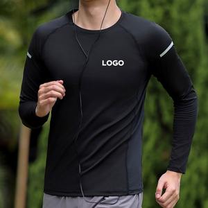 Wholesale Custom Logo Men's Fitness Gym Clothes Long Sleeve Zipper Stand Collar Quick Dry Running Shirt Solid for Men - Product Image 3