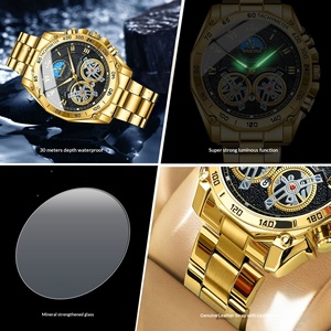 Montre mécanique à double tourbillon pour homme BINBOND, non automatique, à cadran ajouré, 44 mm, en acier inoxydable, style montre de business, étanche - Product Image 4