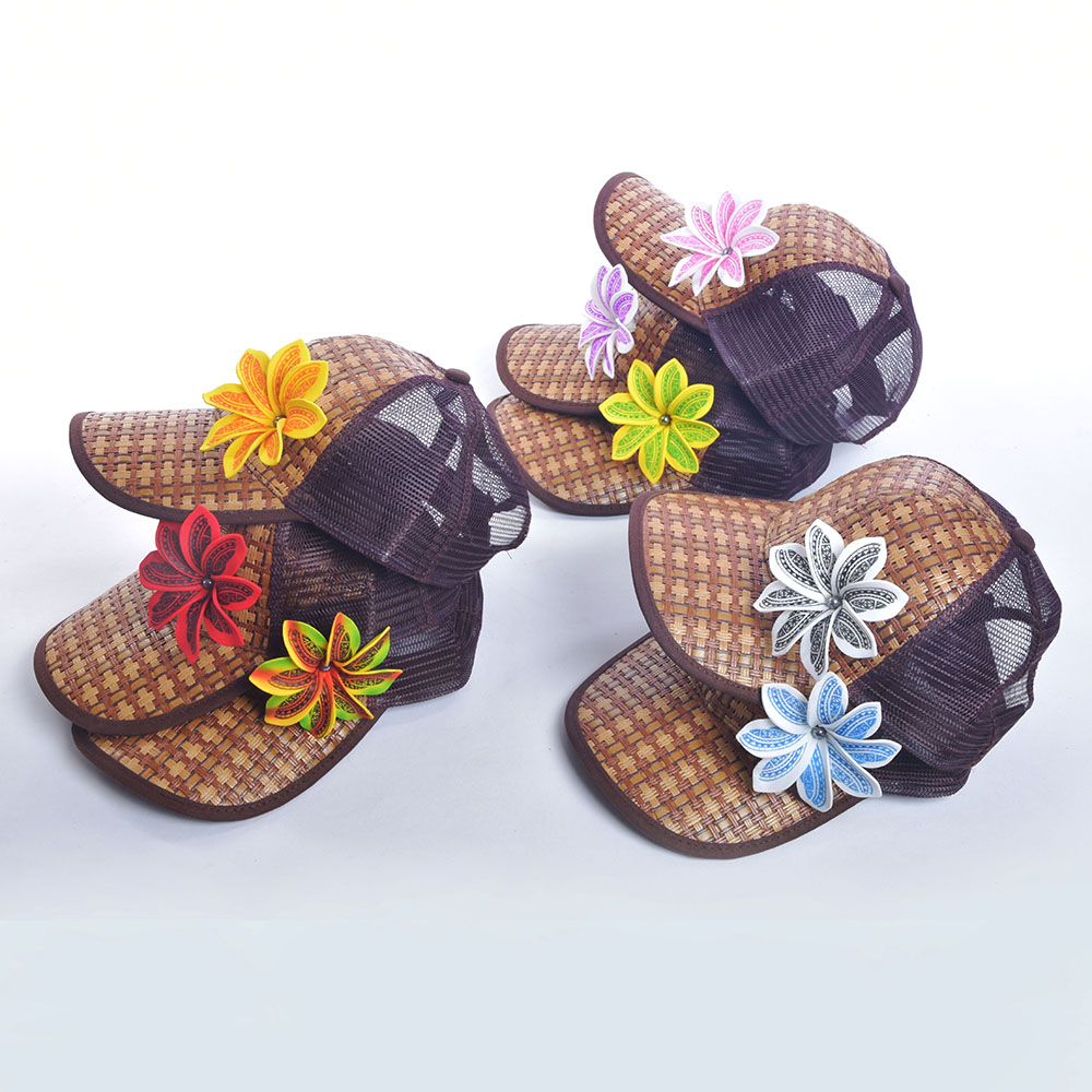 Высококачественная бейсбольная кепка HH00009 из пенопласта с цветком, ручной работы, соломенная шляпа-тракер, летняя пляжная Спортивная Кепка от солнца с гавайским козырьком