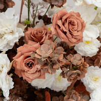Rangkaian Bunga Mawar Sutra, Peony, dan Hydrangea Buatan Tangan yang Tahan Lama, Warna Bumi Musim Gugur, Dekorasi Latar Belakang Pernikahan, Penyewaan untuk Acara dan Pesta