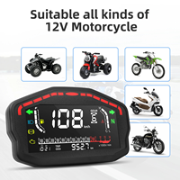 CQHZJ Speedometer Digital Sepeda Motor LCD Odometer Tachometer Indikator Gigi Sensor Turbo Tahan Air 12V untuk Sepeda Motor ATV